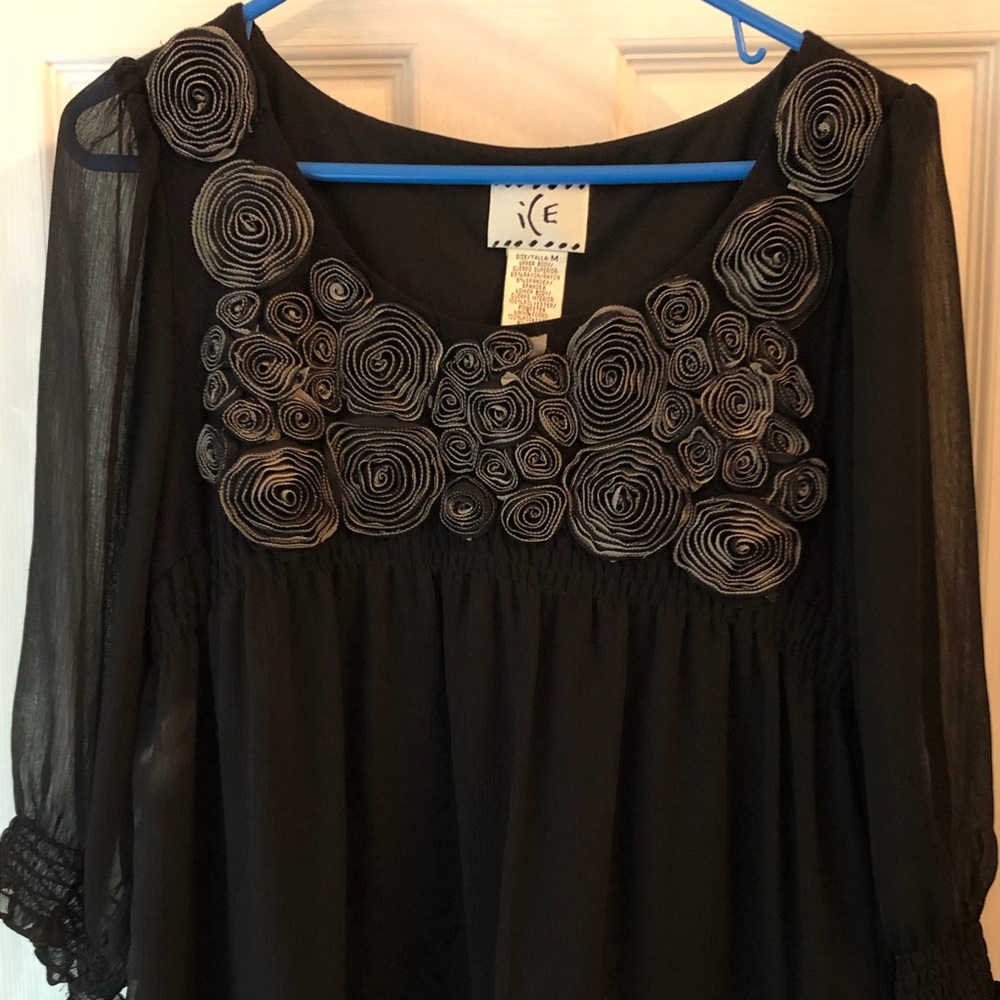 Long-sleeved black dressy shirt